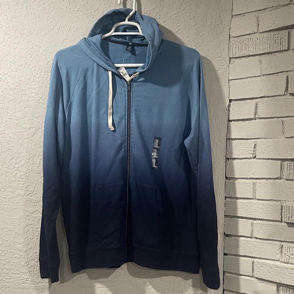 GAP Men's Blue Ombre Zip-Up Sweat Jacket